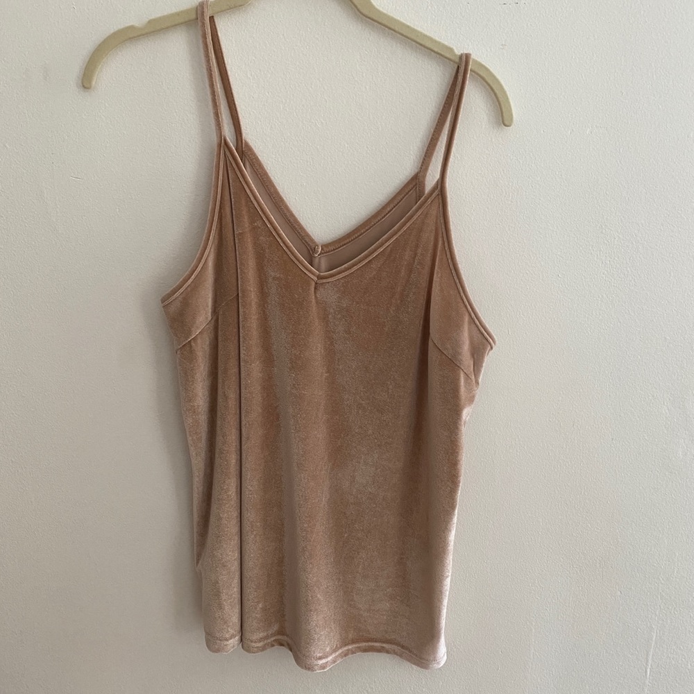 Rose gold velvet tank sz L